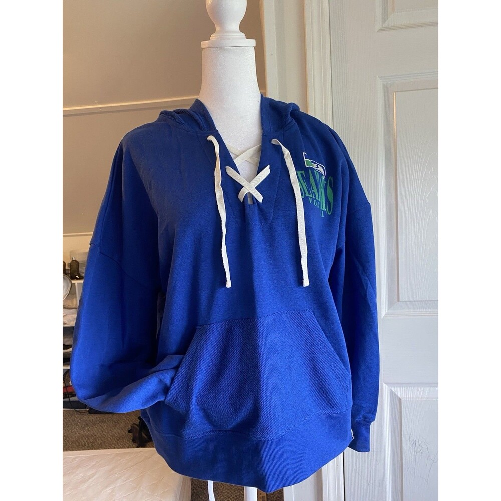 Fanatics Seattle Seahawks Lace Up Hoodie Women's Small Blue NFL Pullover Small